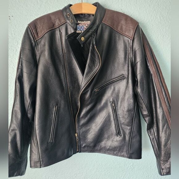Amadeo Black and Brown Leather Bomber Jacket - Picture 3 of 10